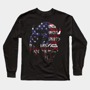 American Flag Buffalo Bison Long Sleeve T-Shirt